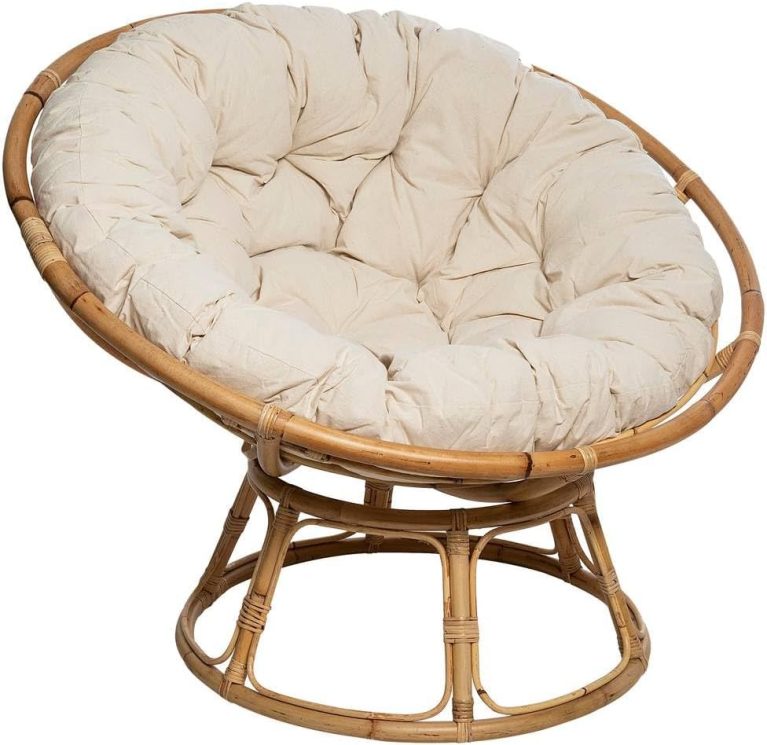 Atmosphera Fauteuil Seram en rotin, chaise papasan avec coussin
