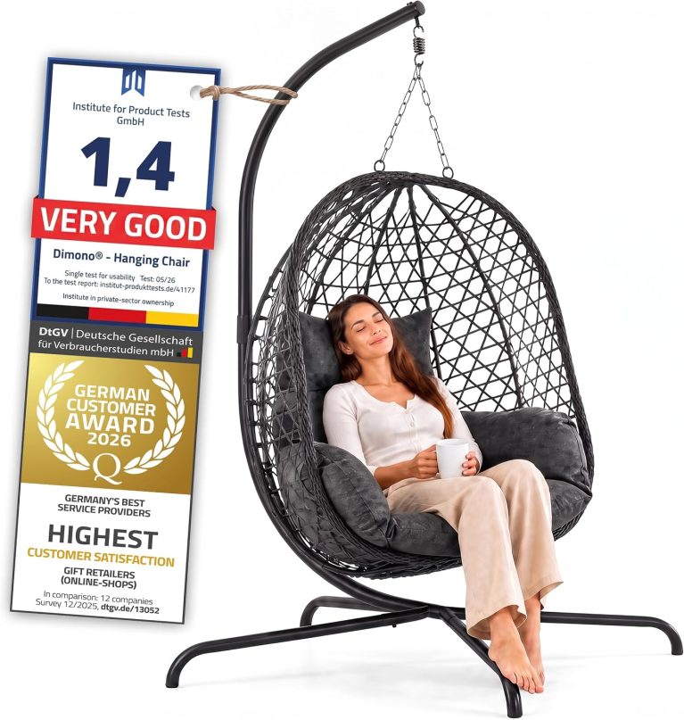 GOODS+GADGETS Fauteuil Oeuf Suspendu avec Support - 120 kg, polyrattan tressé