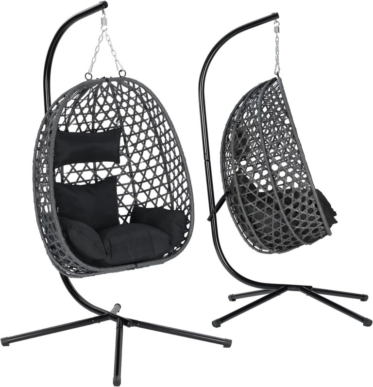 WOLTU Fauteuil Œuf Suspendu, Chaise Hamac Balançoire, Rotin PE, charge 150 kg