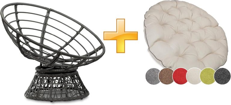 Sunnypillow Fauteuil Papasan Pivotant 360° - Grand Confort avec Coussin Épais Ø120 cm - Rotin Hydrofuge et Résistant UV