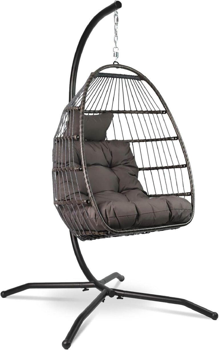 VITA5 Fauteuil Suspendu avec Support - Effet Rotin - Intérieur et Extérieur